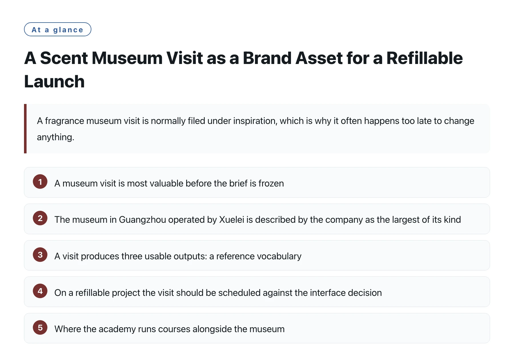 A Scent Museum Visit as a Brand Asset for a Refillable Launch——全文要点速览